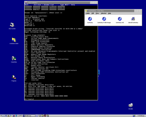 OS/2 desktop running on an Intel Haswell Core i5-4570 CPU